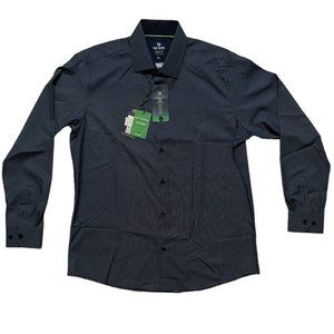 Tom Baine Performance Collection Men's Navy Blue Slim Fit Button-Up Shirt XL